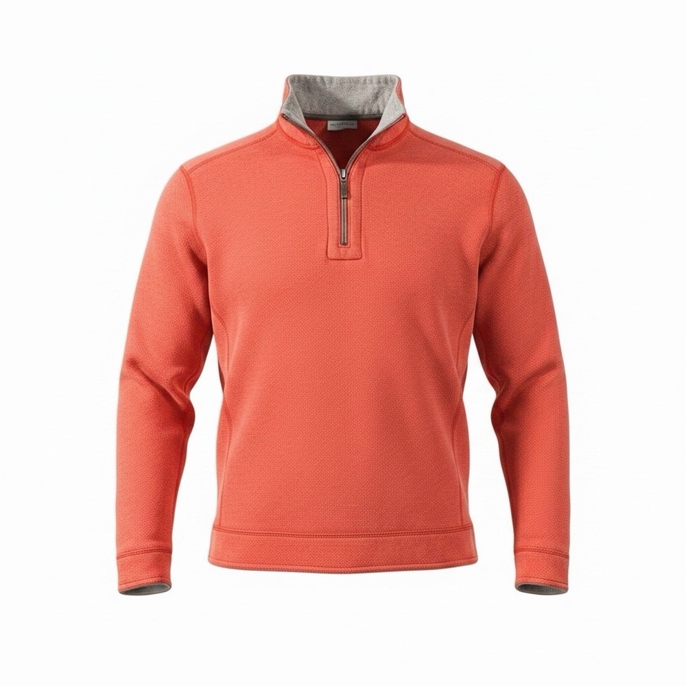 Tommy Bahama Mens Quarter Zip Pullover Orange Gray Sweater No Size Tag